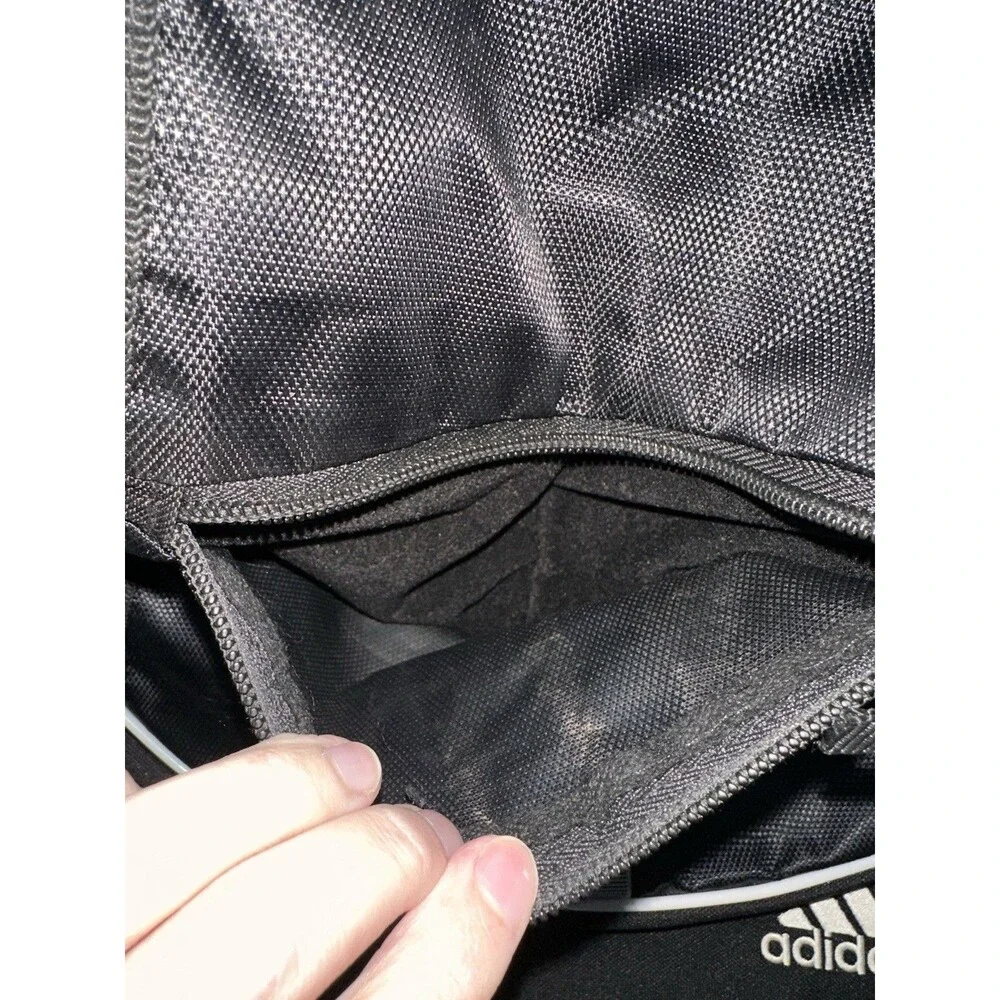 Adidas Black Cinch Bag Drawstring Backpack Gym Sports Workout Bag Zipper Pocket